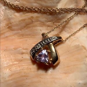 BAITH 10k Gold/Tanzanite/Diamond necklace/pendant